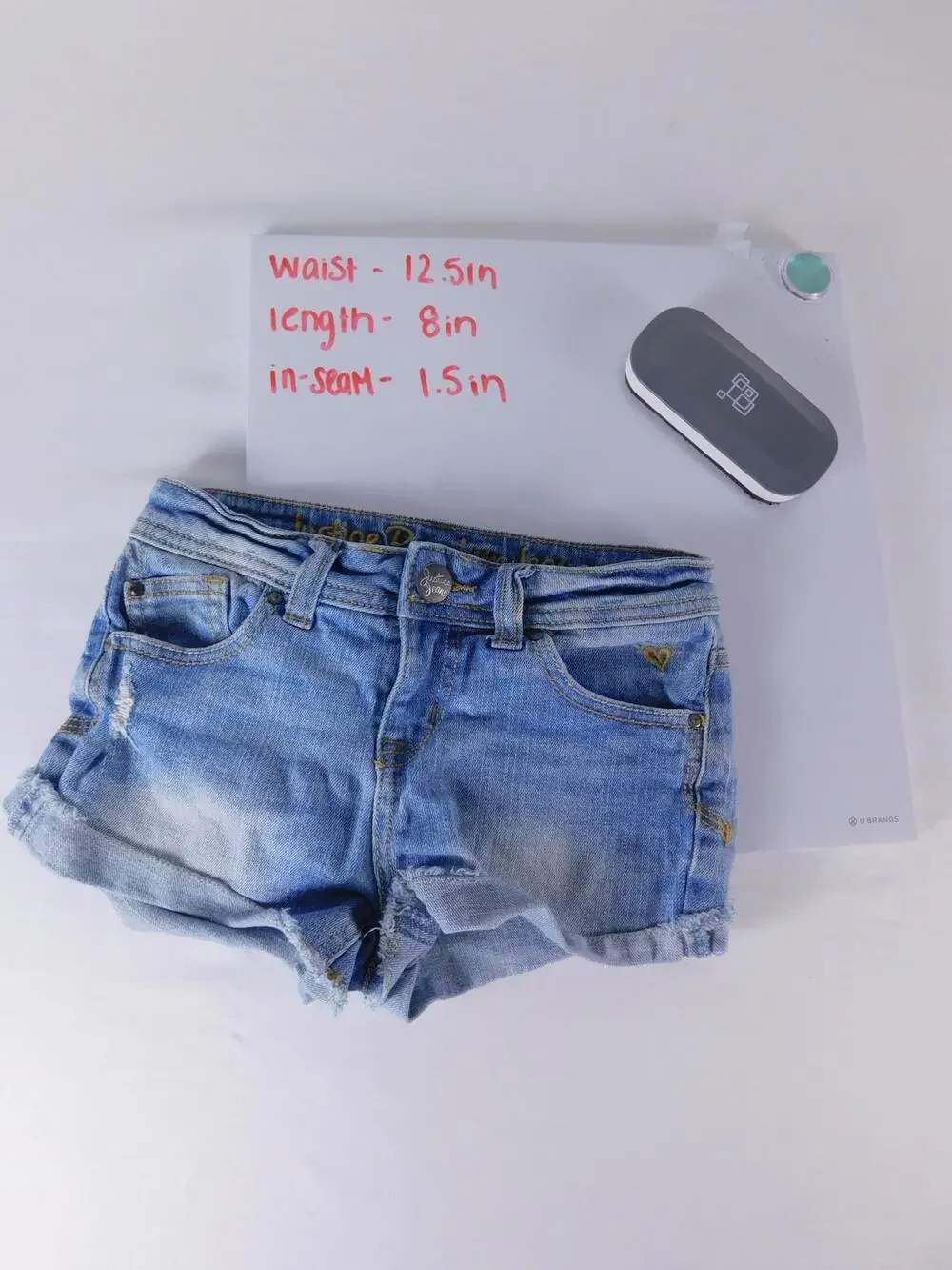 Justice Hot Pants Girls 10 Blue Denim Cutoff Distressed Cuffed Shorts Summer
